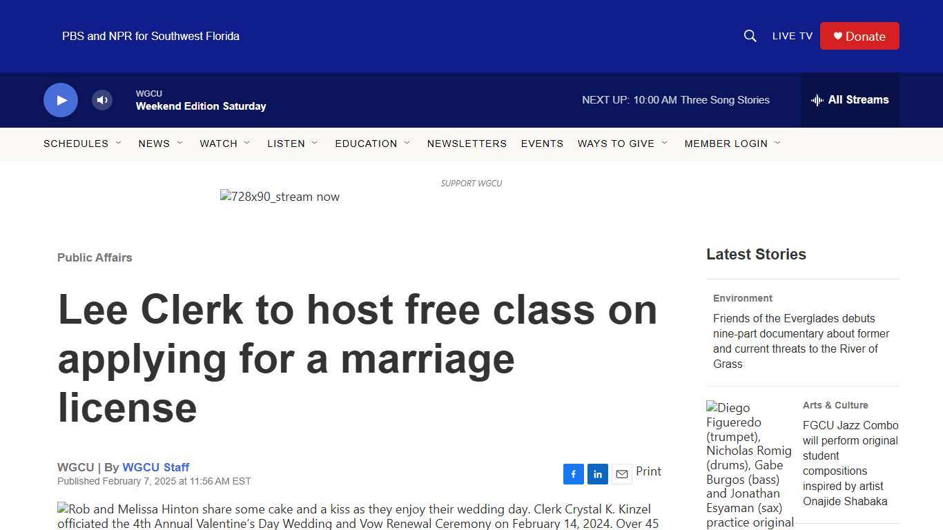 Lee Clerk to host free class on applying for a marriage license WGCU PBS & NPR for Southwest Florida