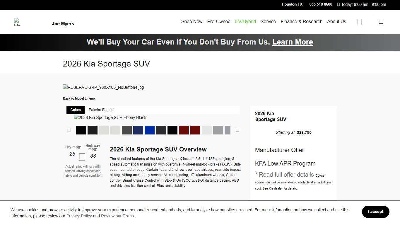 2026 Kia Sportage SUV Digital Showroom Joe Myers Kia