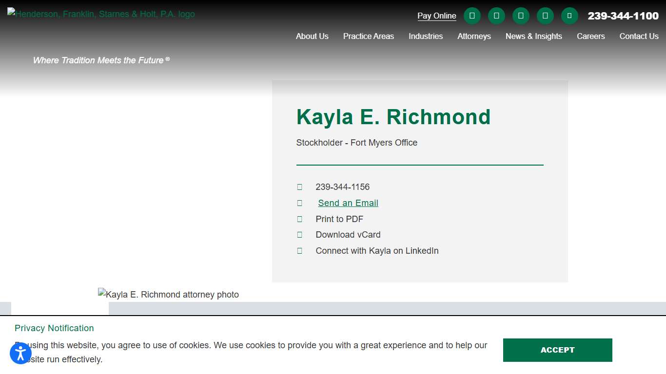 Fort Myers Marital & Family Lawyer - Kayla Richmond Henderson Franklin Starnes & Holt, P.A.