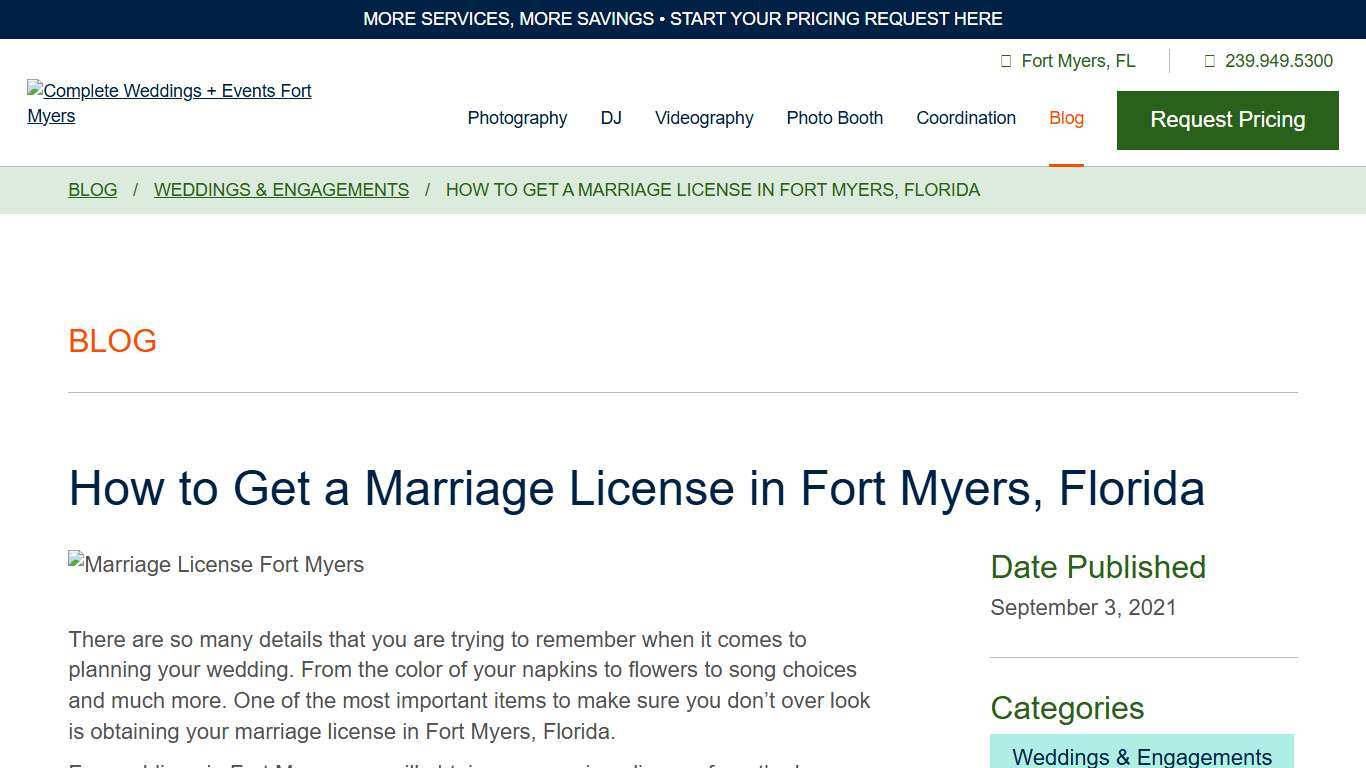 How to Get a Marriage License in Fort Myers, Florida